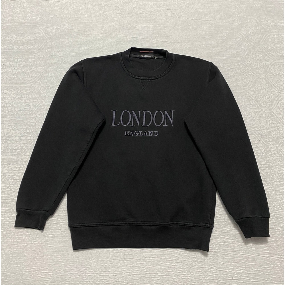 London England Embroidered‎ Crew Neck Sweatshirt Black Size S Zip It Souvenirs